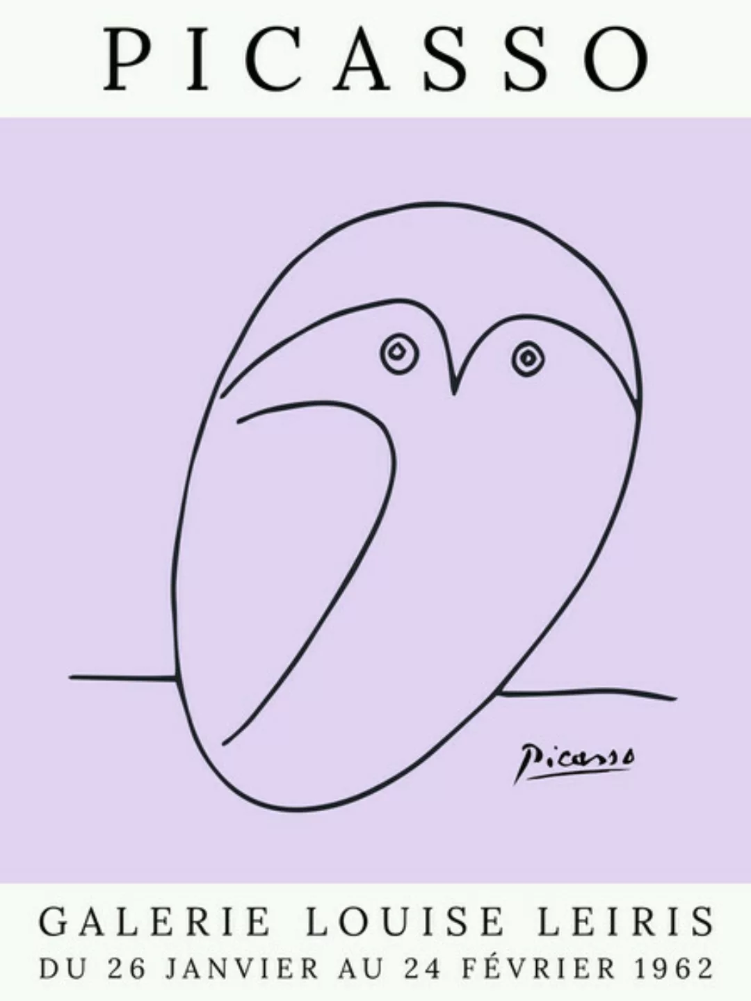 Poster / Leinwandbild - Picasso Eule – Lila günstig online kaufen