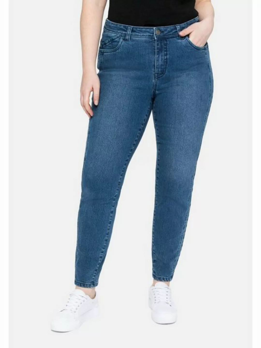 Sheego Stretch-Jeans "Große Größen", skinny, mit vorverlegter Teilungsnaht günstig online kaufen