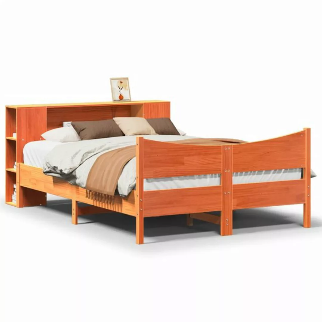 vidaXL Bett, Massivholzbett ohne Matratze Wachsbraun 120x190 cm Kiefernholz günstig online kaufen