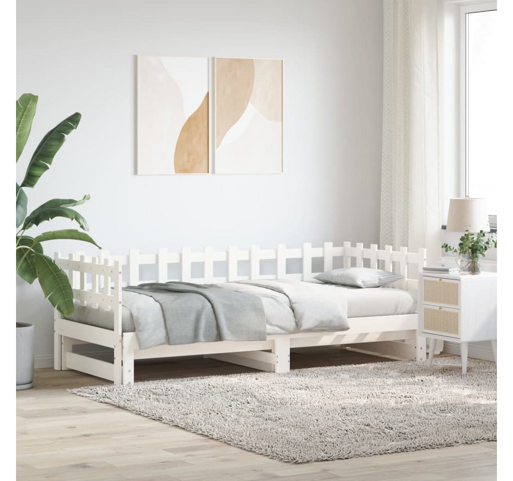 vidaXL Gästebett Gästebett Tagesbett Ausziehbar Weiß 2x90x190 cm Massivholz günstig online kaufen