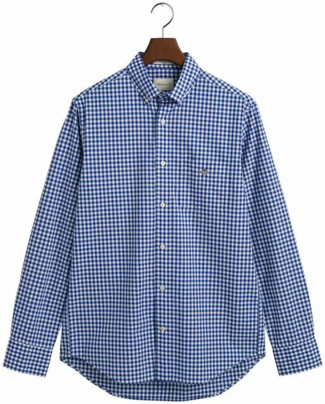 Gant Langarmhemd REG POPLIN GINGHAM SHIRT mit Logostickerei auf der Brust günstig online kaufen