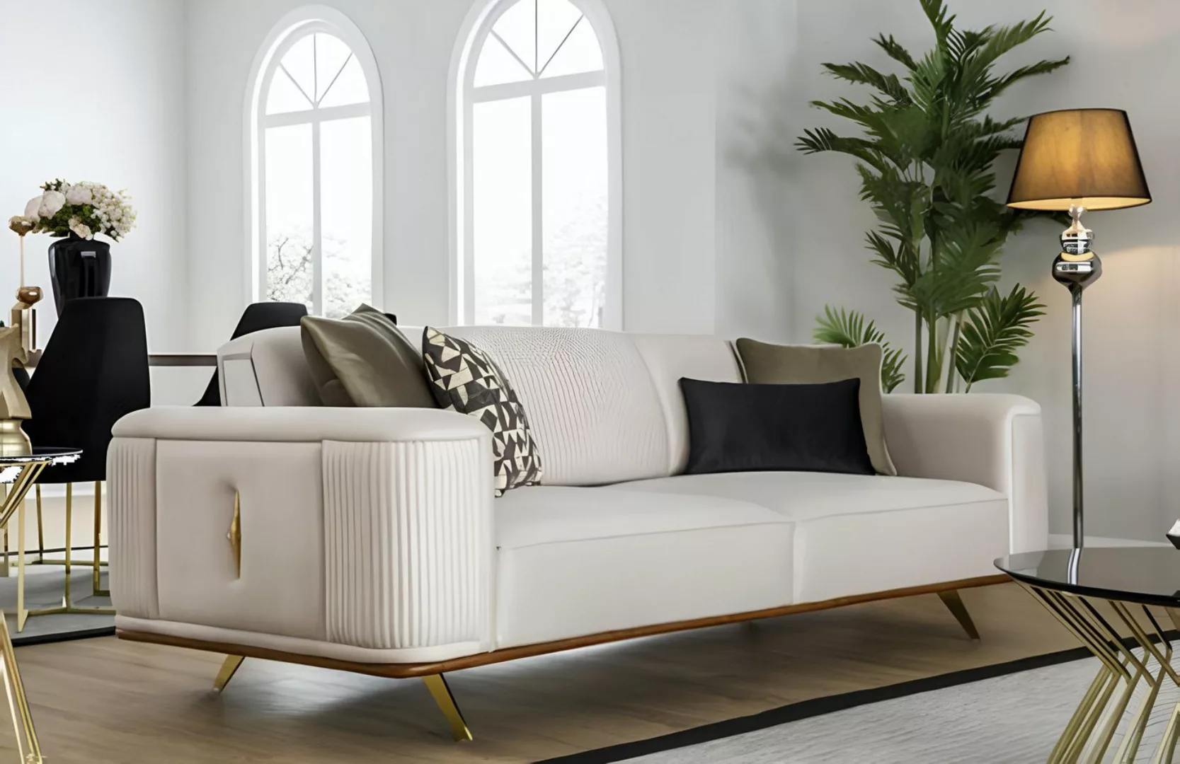 Xlmoebel Sofa Zeitgemäßes 3-Sitzer-Sofa in Weiß mit Stoffpolsterung, Sitzde günstig online kaufen