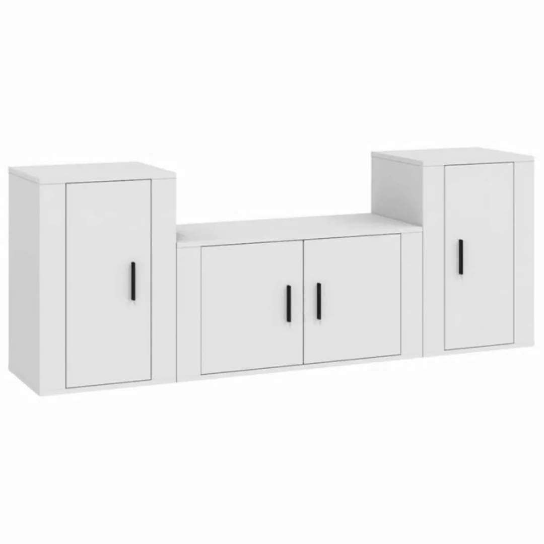 furnicato TV-Schrank 3-tlg. TV-Schrank-Set Weiß Holzwerkstoff (1-St) günstig online kaufen