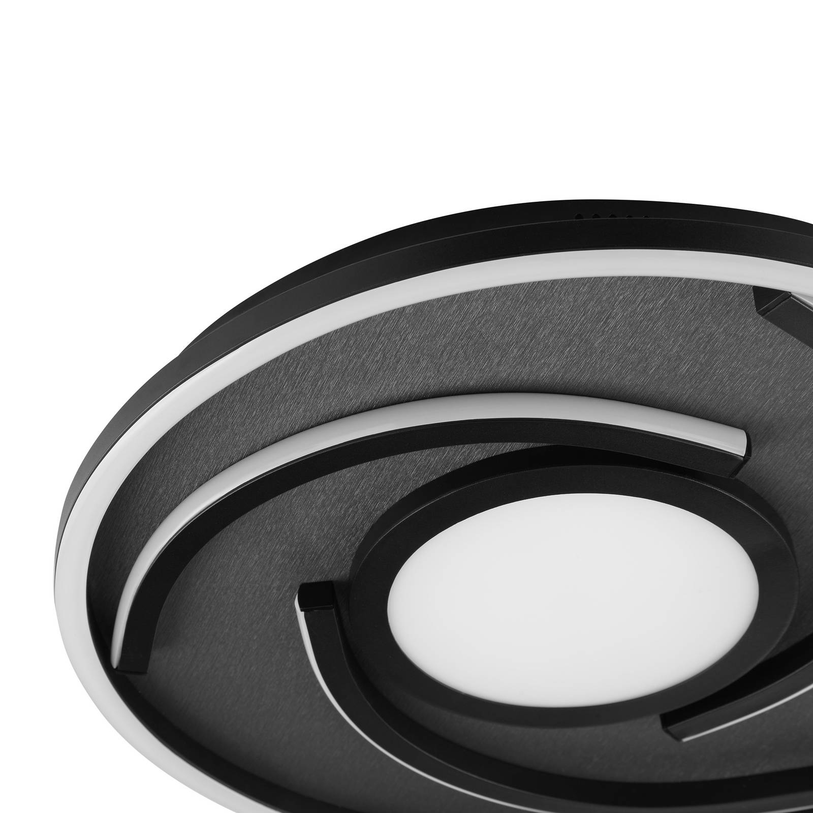 LED-Deckenlampe Hardy, Ø 35 cm, schwarz matt, Metall/Stoff günstig online kaufen