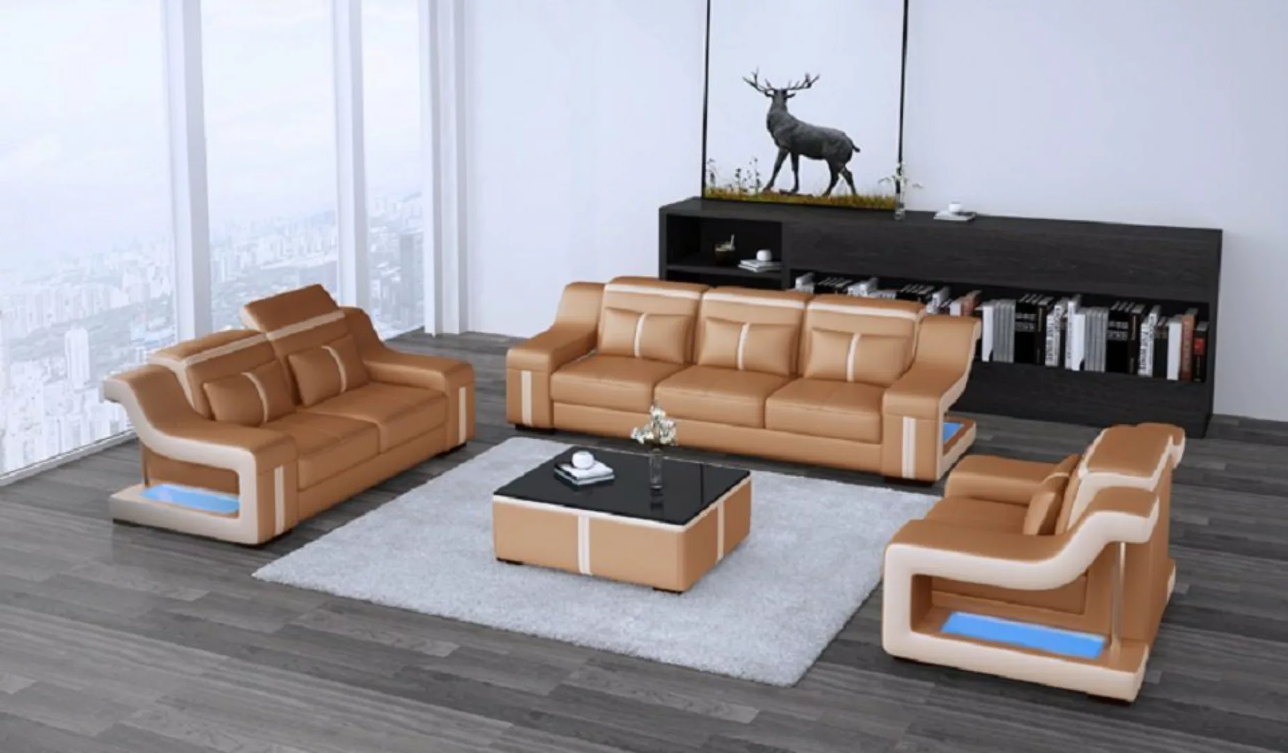 JVmoebel Sofa Sofagarnitur Couch Polster Sofa 3+2+2 Set Design Leder, Made günstig online kaufen