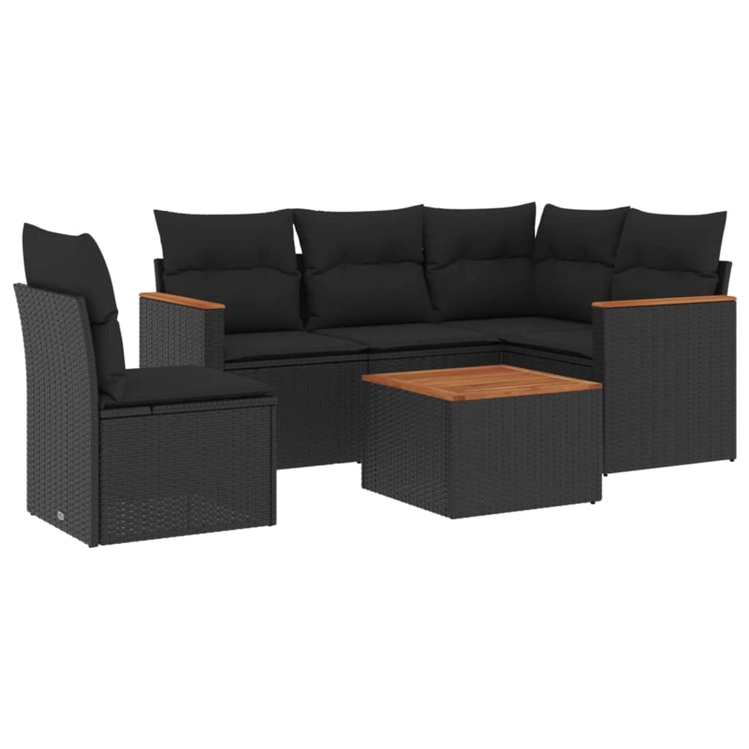 vidaXL 6-Tlg Garten-Sofagarnitur mit Kissen Schwarz Poly Rattan 3225978 günstig online kaufen