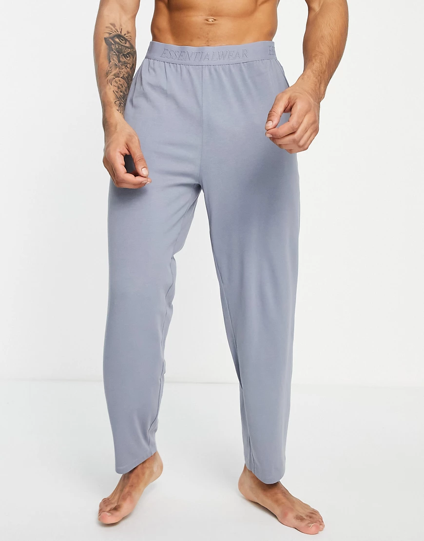 ASOS DESIGN – Essentialwear – Lounge-Pyjamahose mit geprägtem Logobund-Grün günstig online kaufen