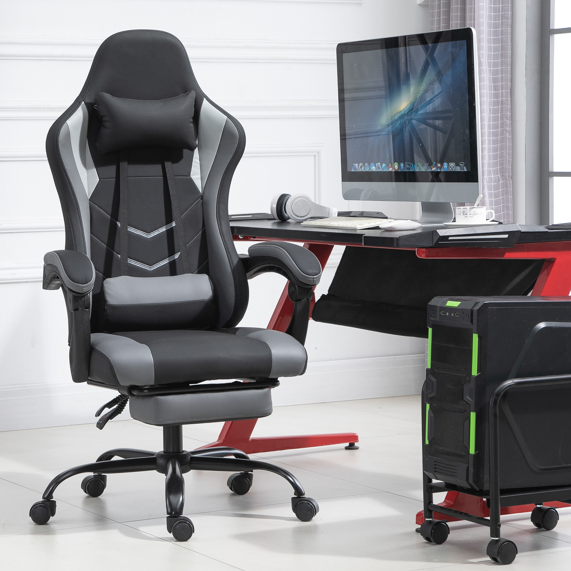 Vinsetto Gaming Stuhl  Ergonomischer Bürostuhl, höhenverstellbar, mit verst günstig online kaufen