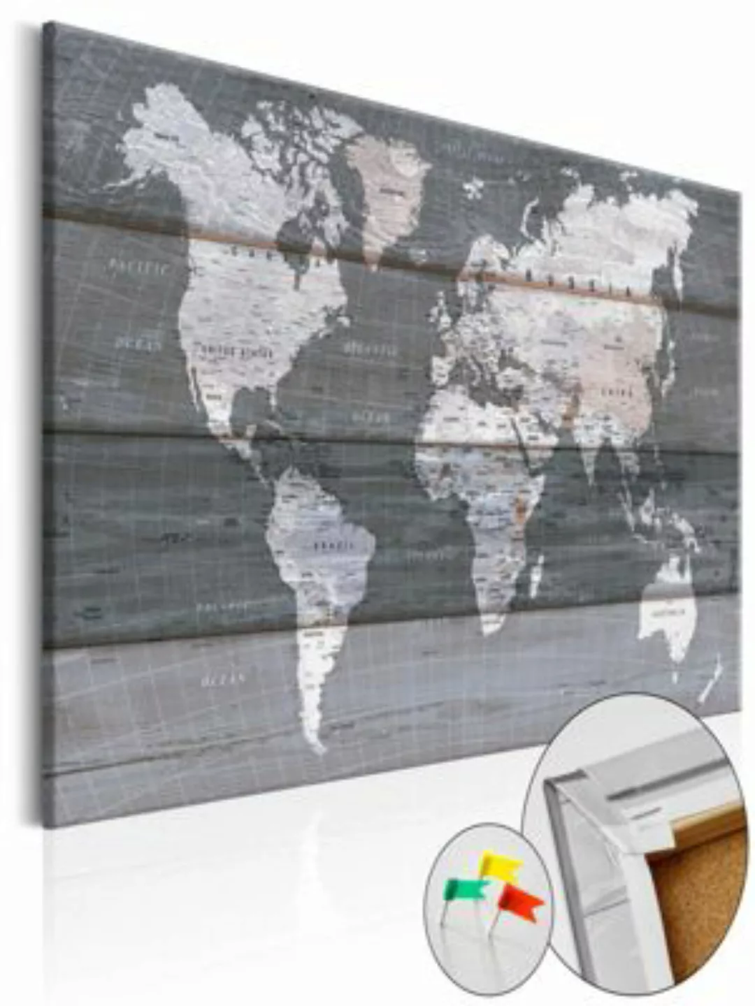 artgeist Pinnwand Bild Grey Earth [Cork Map] beige/grau Gr. 90 x 60 günstig online kaufen