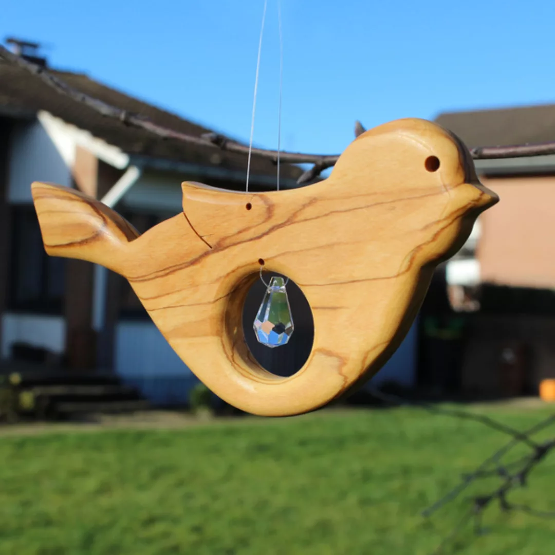 Fensterdeko Vogel Aus Holz Mit Bleikristall Zapfen günstig online kaufen