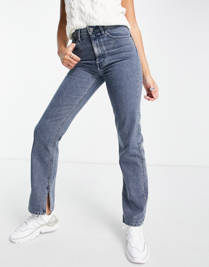 Waven – Birte – Gerade geschnittene Jeans in Blaugrau mit hohem Bund günstig online kaufen