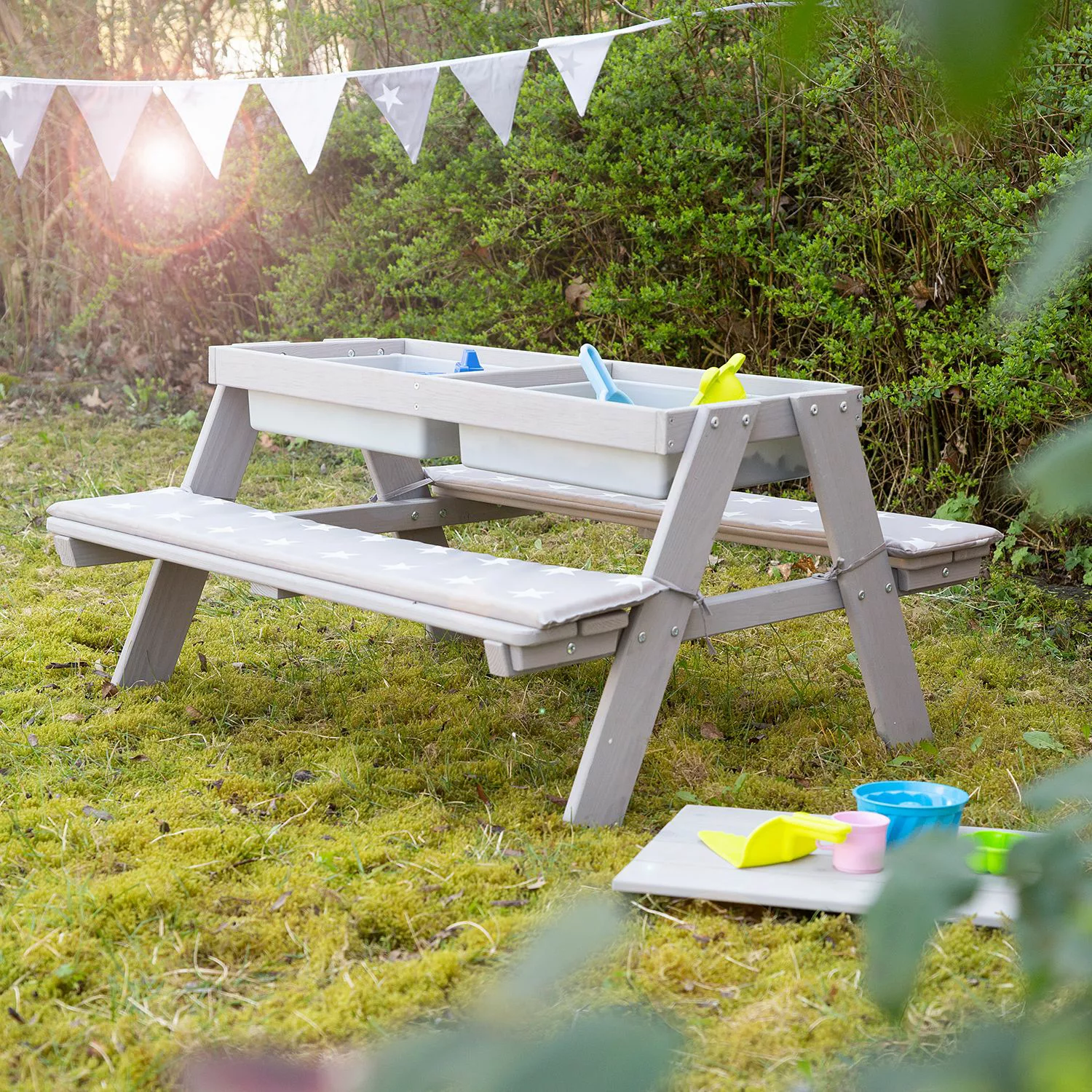 roba® Kindersitzgruppe »Picknick for 4 Outdoor Deluxe mit Spielwannen, Teak günstig online kaufen