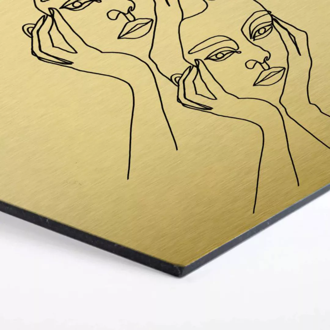 Wall-Art Metallbild "Linework Wanddeko Gold abstrakt", Grundriss, (1 St.) günstig online kaufen