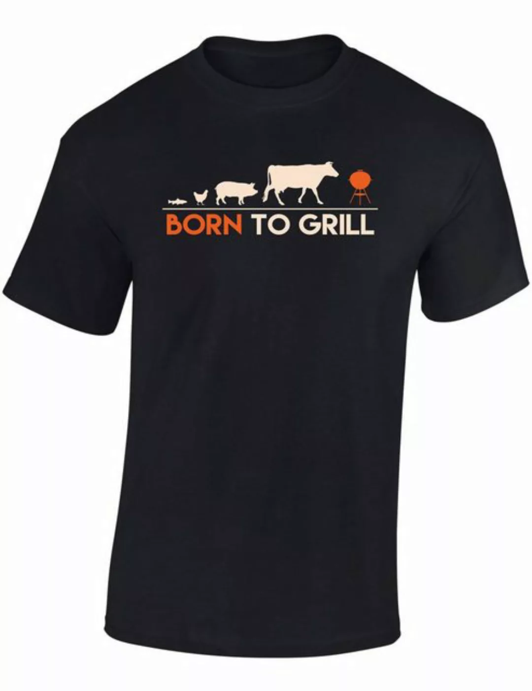 Baddery Print-Shirt T-Shirt: "Born To Grill" - Geschenk für Griller - BBQ F günstig online kaufen