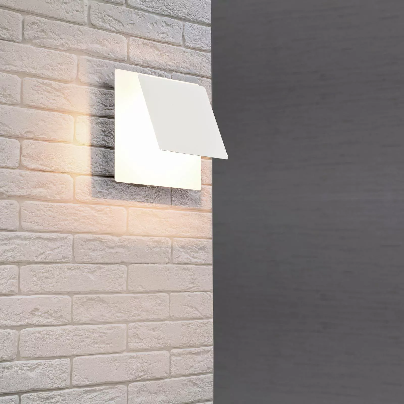 LED-Wandleuchte Mio, Blende eckig, weiß matt, indirekt günstig online kaufen