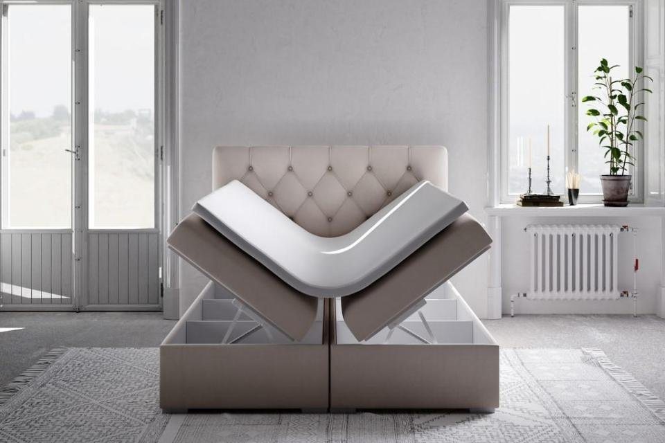 JVmoebel Bett Boxspring Bett Hotel Doppel Blau Luxus Betten Polster Bettkas günstig online kaufen