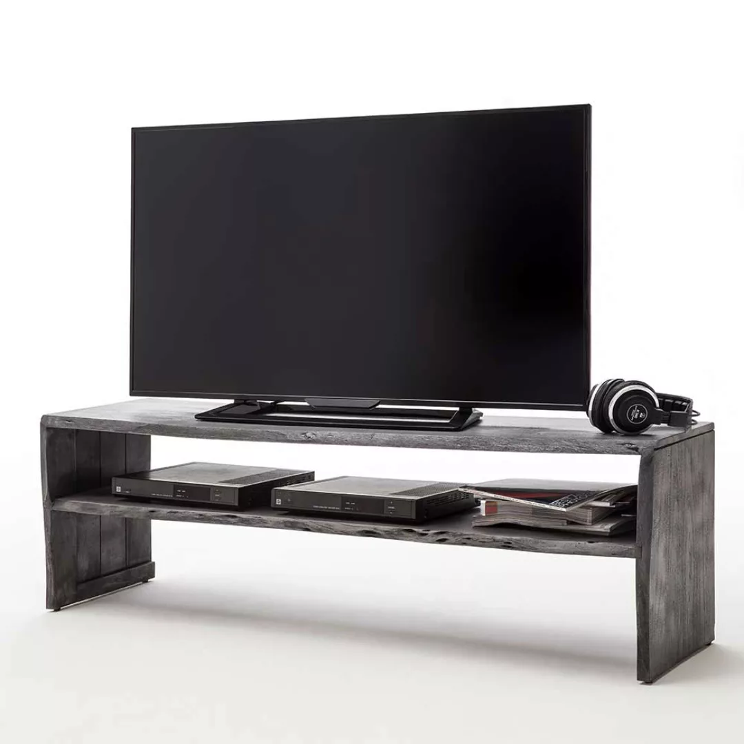 Fernseher Tisch in Grau Akazie Massivholz günstig online kaufen