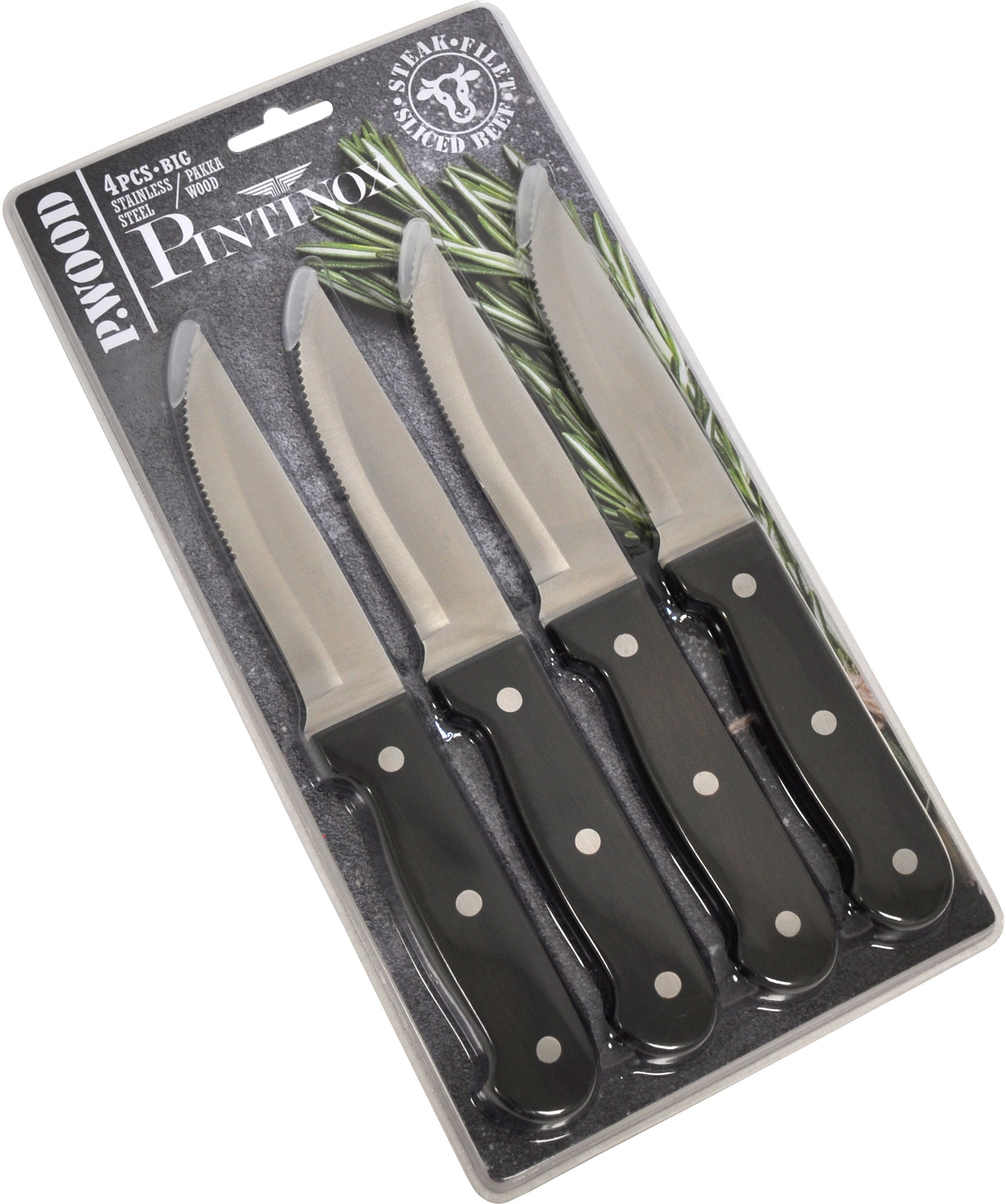 PINTINOX Steakmesser »P.Wood«, (Set, 4 tlg.), aus rostfreiem Stahl, Griff a günstig online kaufen