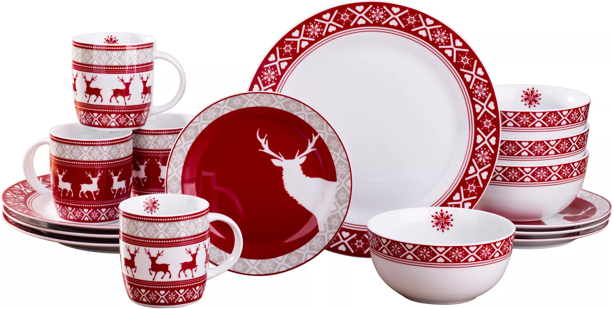 Retsch Arzberg Kombiservice »Geschirr-Set, Service Nordic Reindeer, Winter, günstig online kaufen