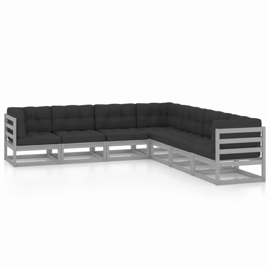 7-tlg. Garten-lounge-set Mit Kissen Kiefer Massivholz günstig online kaufen