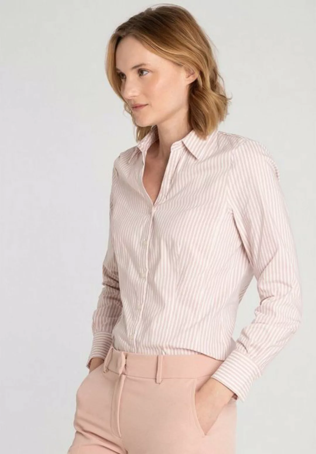Hemdbluse mit Streifen, rosa/weiß, Frühjahrs-Kollektion günstig online kaufen