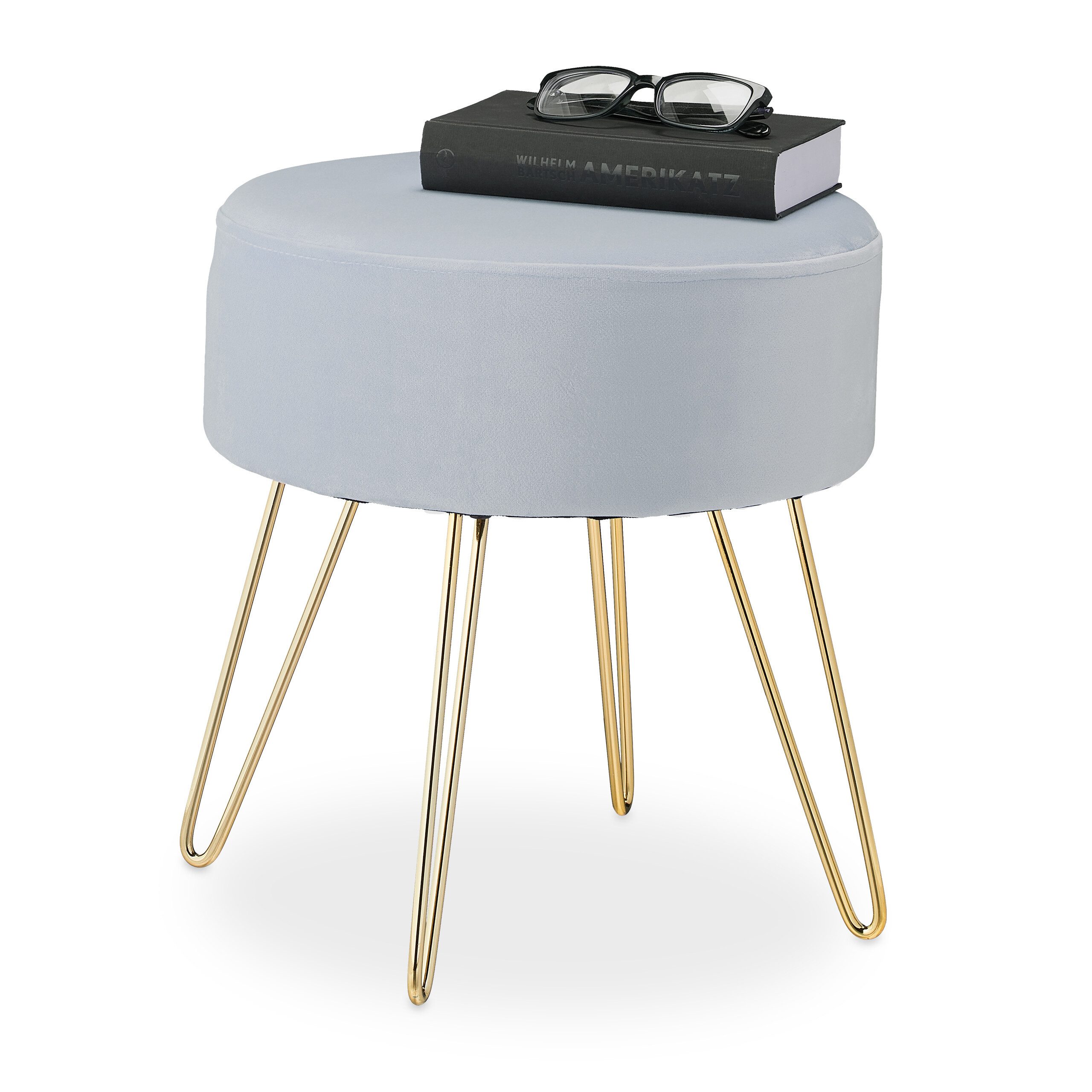 relaxdays Sitzhocker Samt Hocker mit Haarnadelbeinen, günstig online kaufen