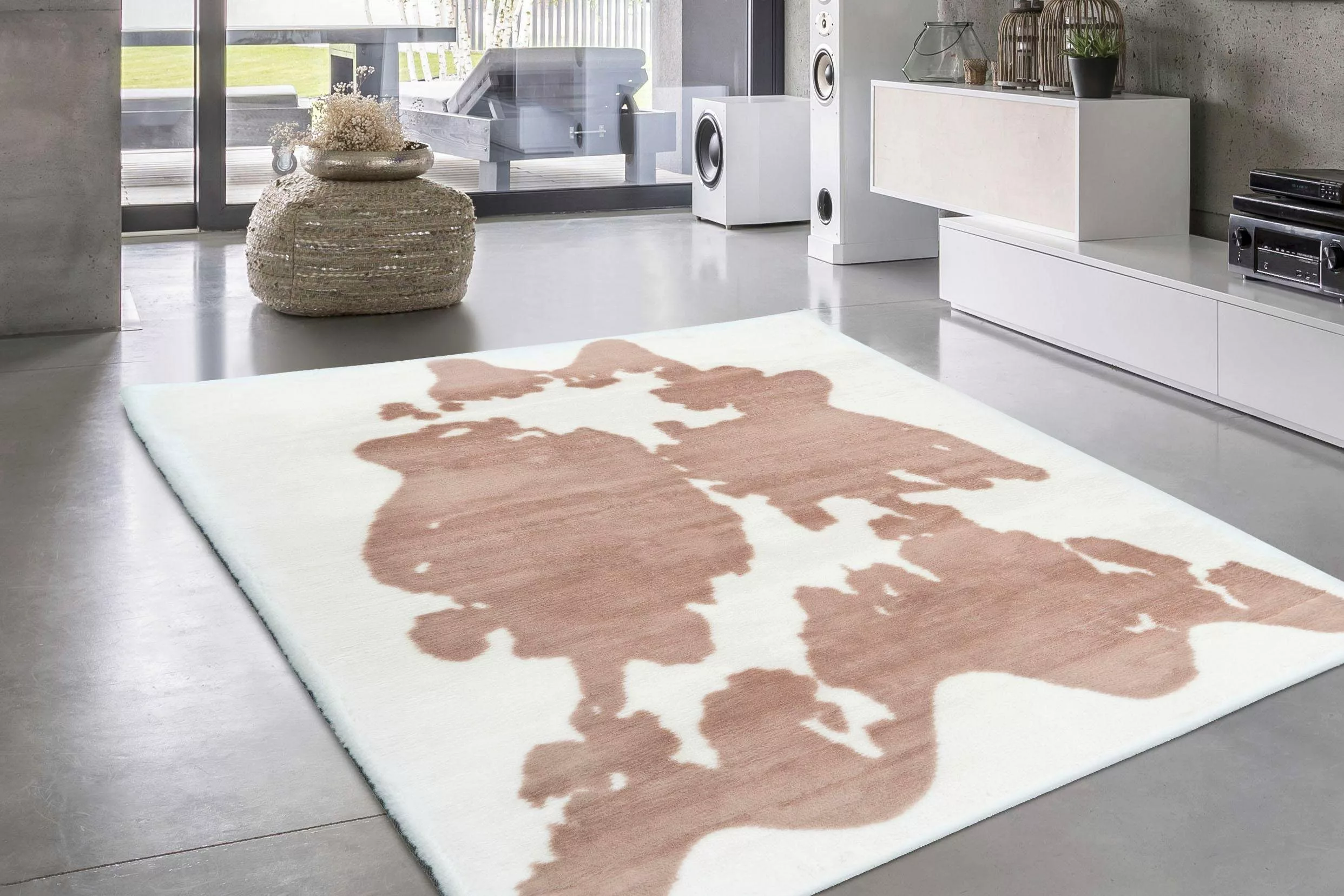 Bruno Banani Hochflor-Teppich »Makayla«, rechteckig, 30 mm Höhe, Kuhfell-Mu günstig online kaufen