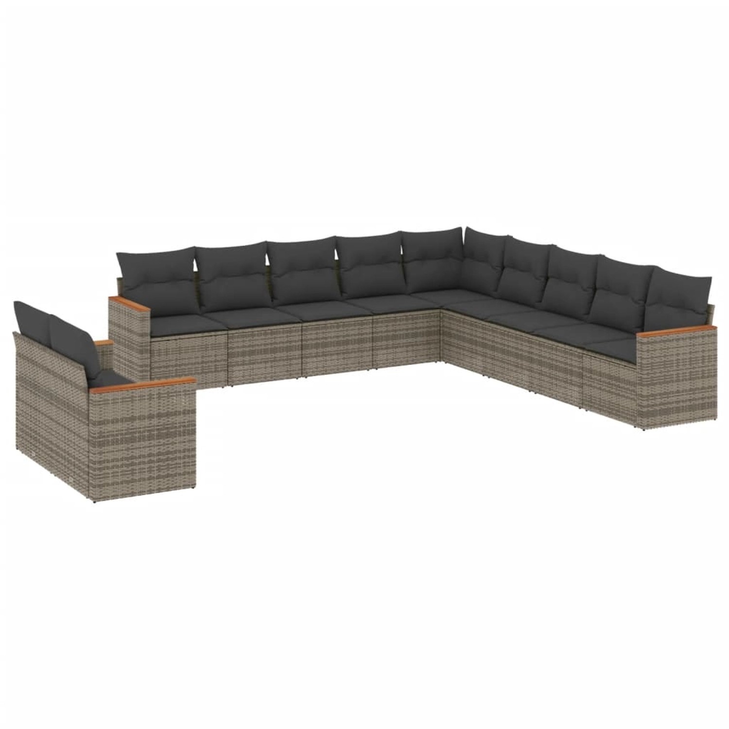 vidaXL 11-Tlg Garten-Sofagarnitur mit Kissen Grau Poly Rattan 3226130 günstig online kaufen