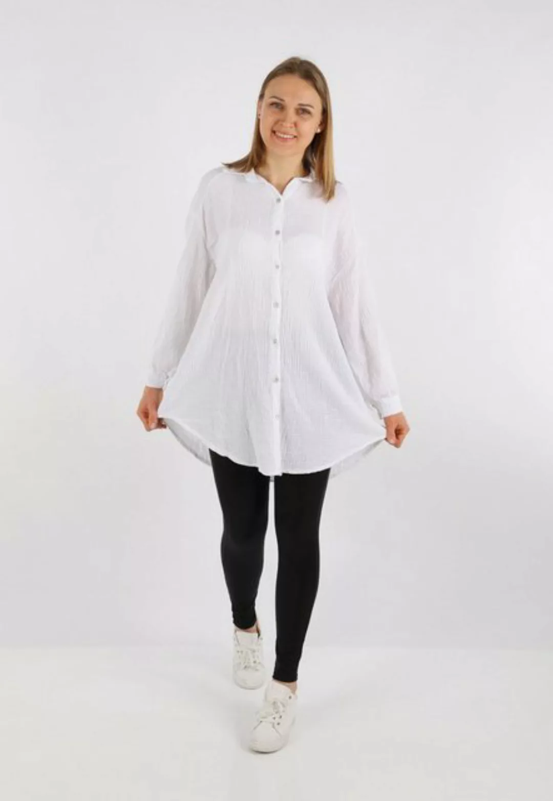 HELLO MISS Blusenkleid Beliebte Musselin Oversize Bluse in Lang, Baumwolle günstig online kaufen