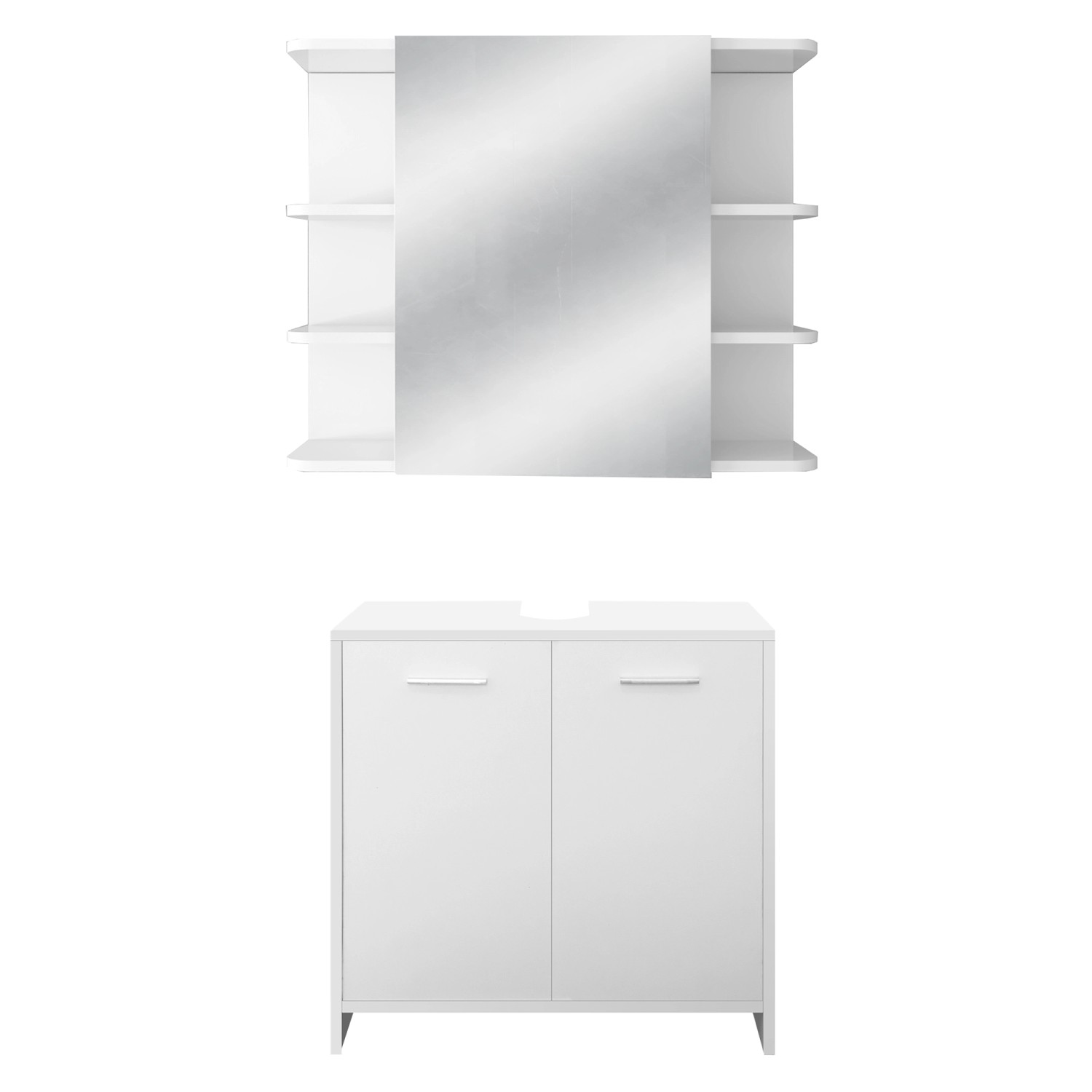 ML-Design Badmöbel-Set 2-Teilig Waschtisch mit Unterschrank Spiegelschrank günstig online kaufen