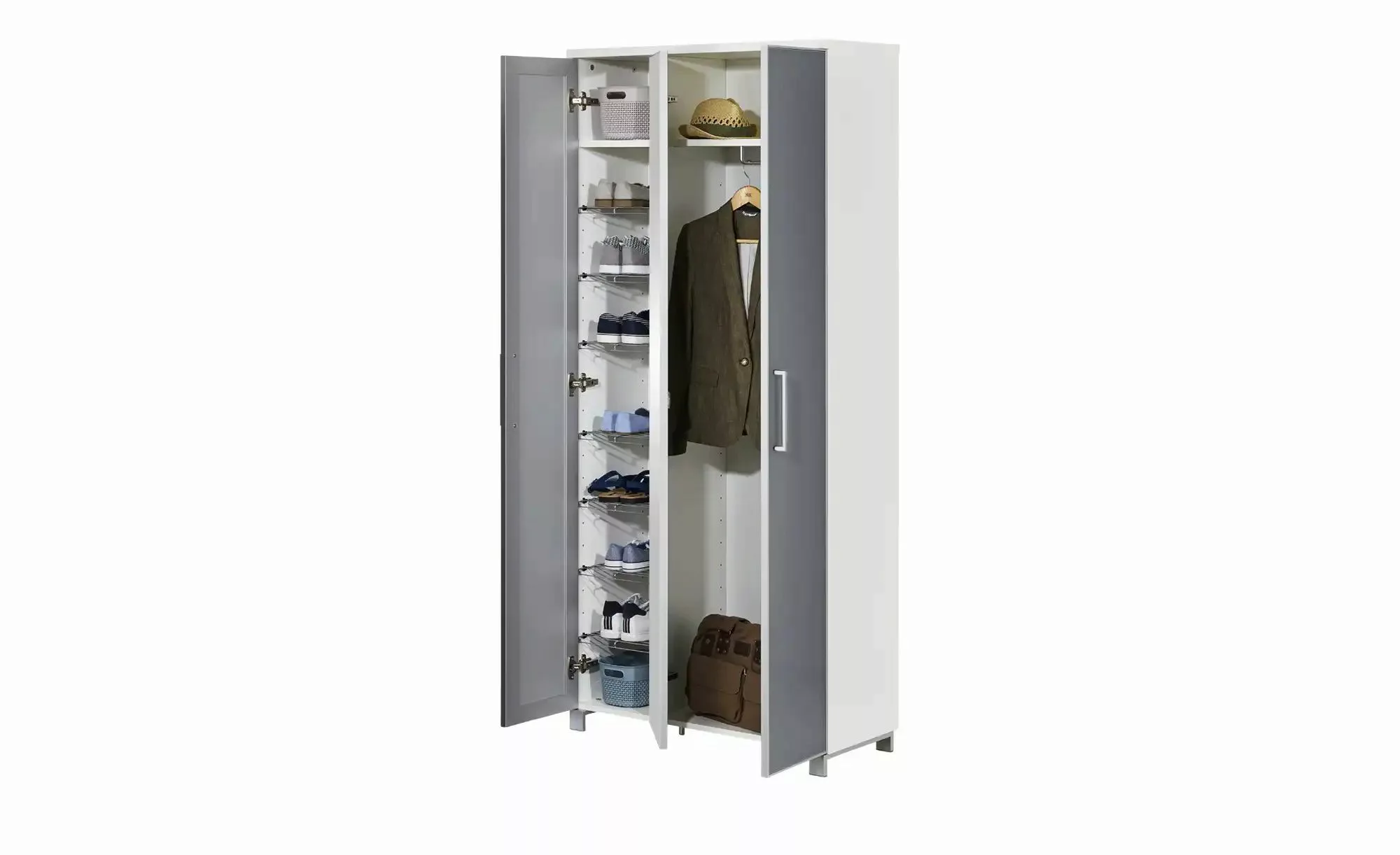 Dielenschrank  Duna ¦ grau ¦ Maße (cm): B: 90 H: 193 T: 37 Schränke > Diele günstig online kaufen