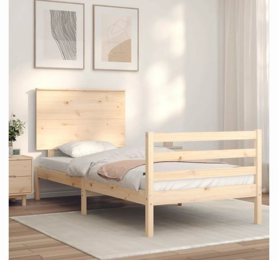 vidaXL Bett Massivholzbett mit Kopfteil günstig online kaufen