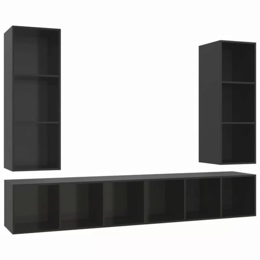 vidaXL TV-Schrank TV-Wandschränke 4 Stk Hochglanz-Schwarz Spanplatte günstig online kaufen