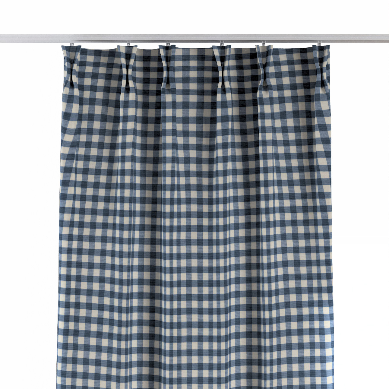 Vorhang mit flämischen 2-er Falten, marinenblau-ecru , Quadro (136-01) günstig online kaufen