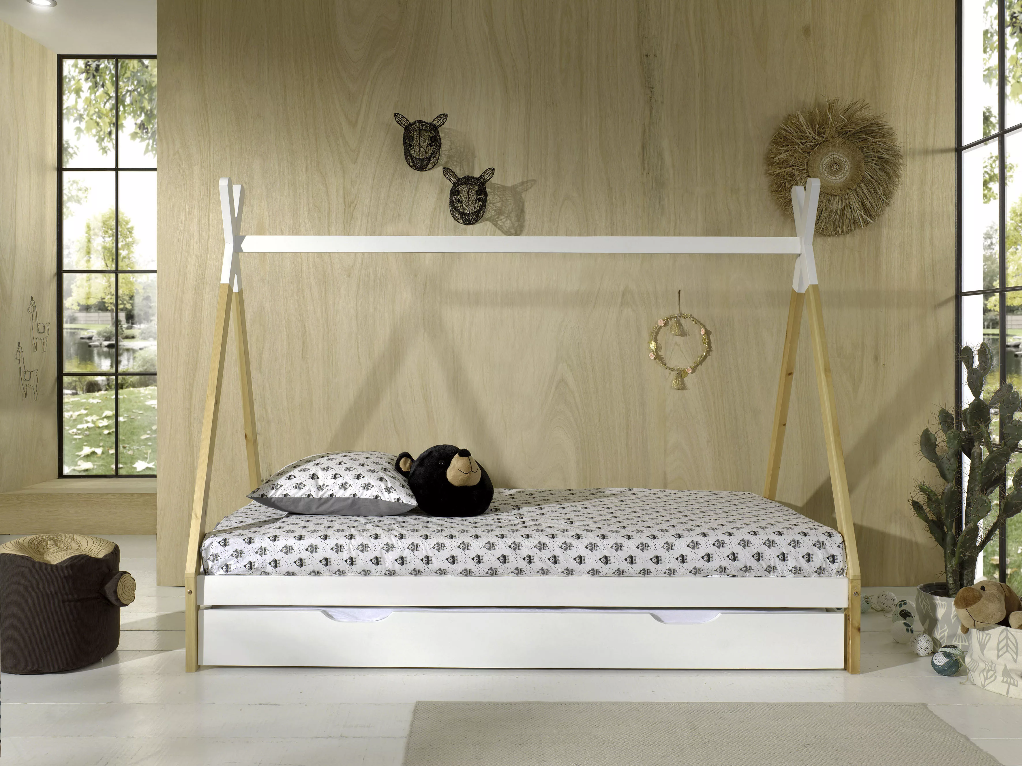 Vipack Kinderbett "Tipi", mit Rolllattenrost und Zeltdach, wahlweise mit Sc günstig online kaufen