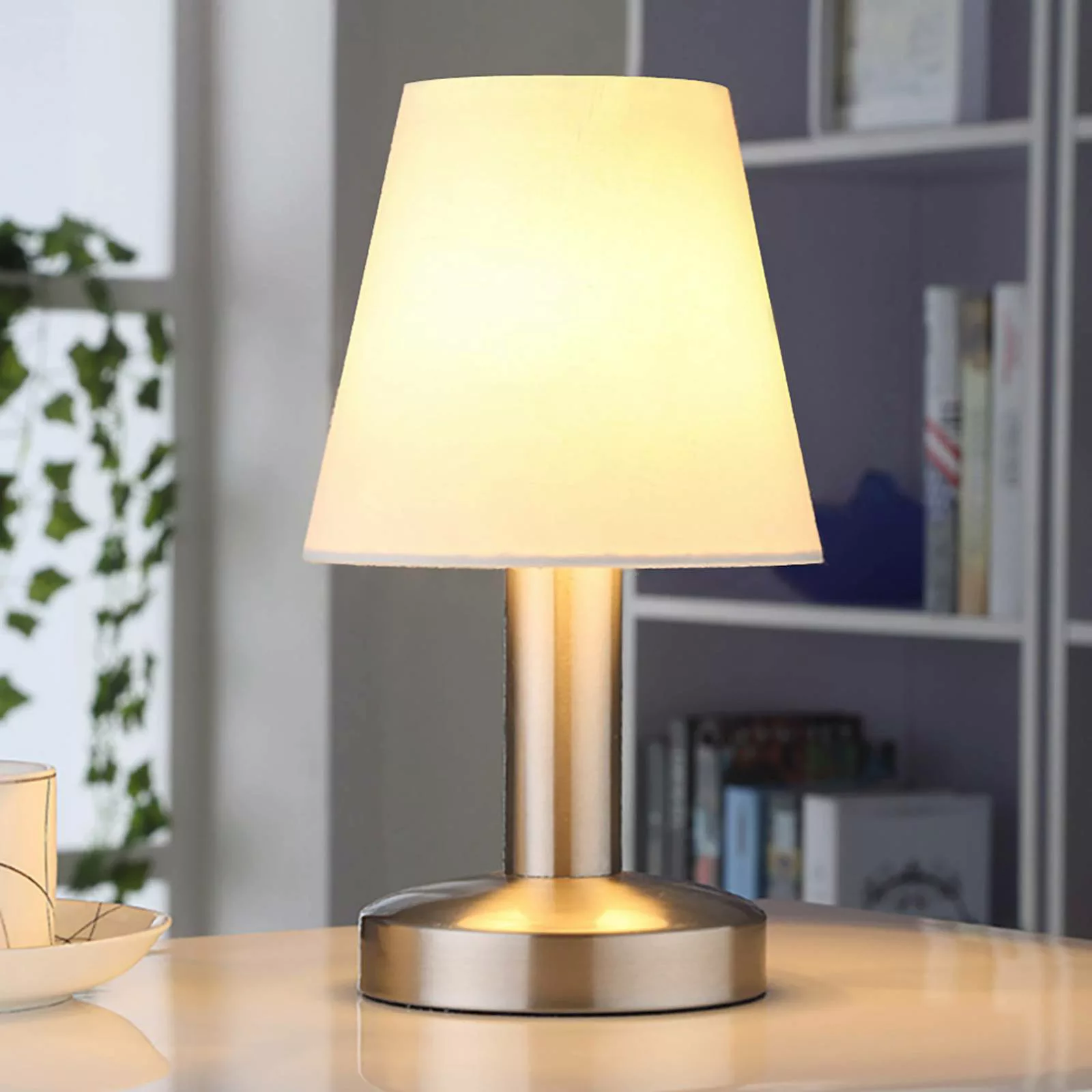 Nachttischlampe Hanno weißer Textilschirm 2er-Set günstig online kaufen