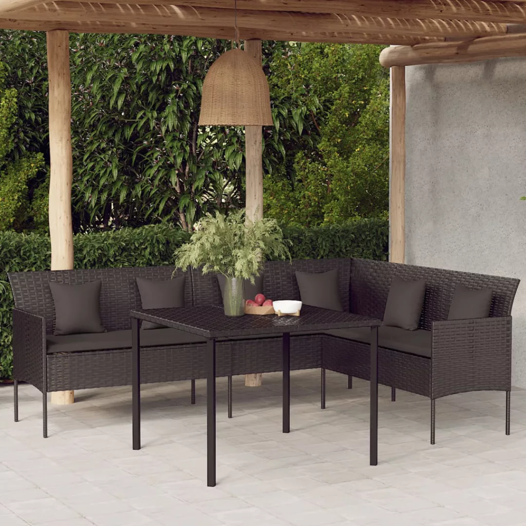 Vidaxl 2-tlg. Garten-essgruppe Mit Kissen Schwarz Poly Rattan günstig online kaufen