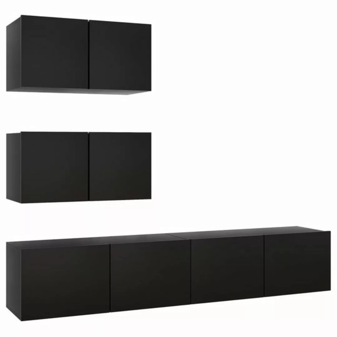 vidaXL TV-Schrank 4-tlg. TV-Schrank-Set Schwarz Holzwerkstoff (1-St) günstig online kaufen