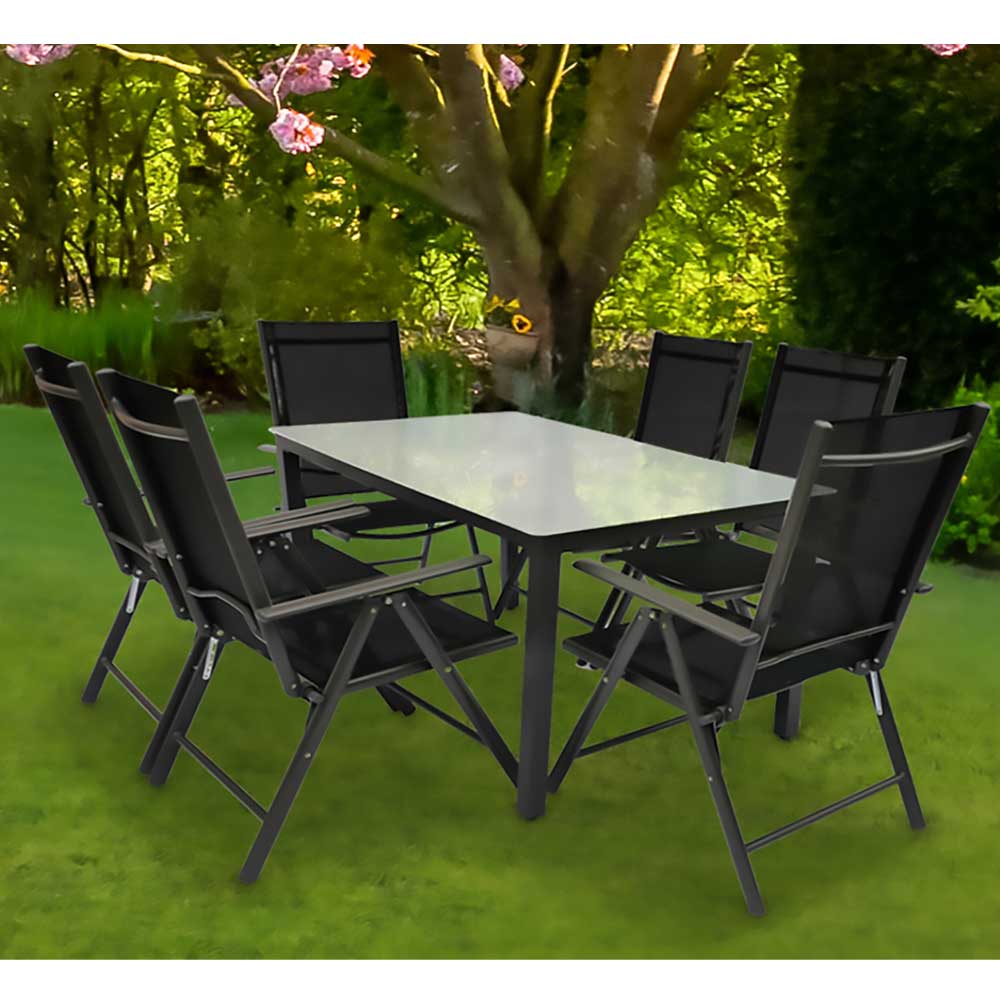Gartenmöbelset Gartentischgruppe Stühle klappbar sechsteilig (siebenteilig) günstig online kaufen