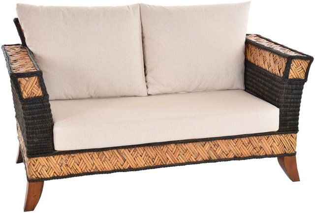 Krines Home Sofa Rattansofa Elegance´ Zweisitzer Wohnzimmersofa Rattancouch günstig online kaufen