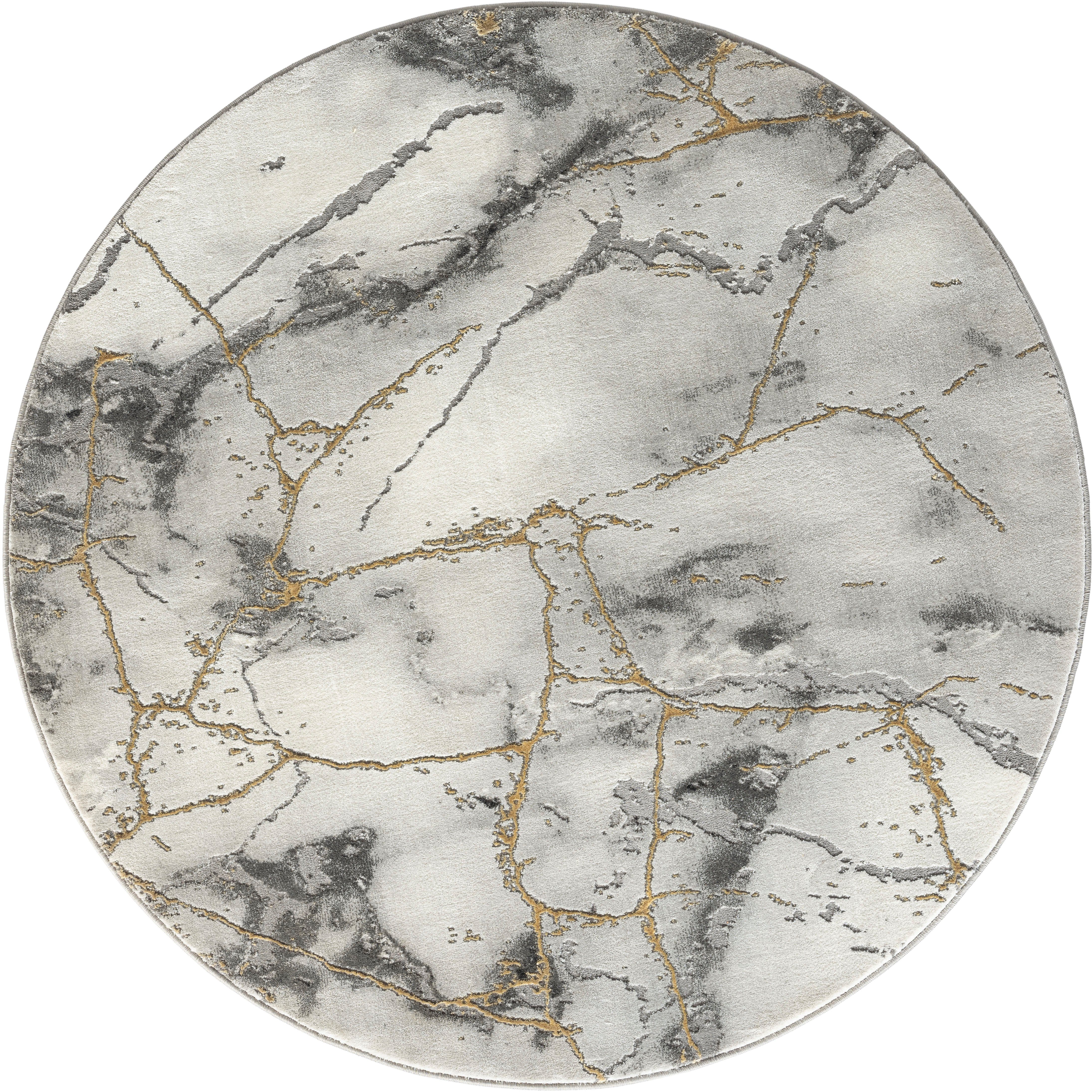 my home Teppich »Juliet«, rund, 12 mm Höhe, modernes Marmor-Design, Kurzflo günstig online kaufen