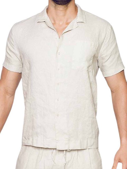 2eros T-Shirt 2Eros Breezy Linen Short Sleeve Classic Shirt Beige XL günstig online kaufen