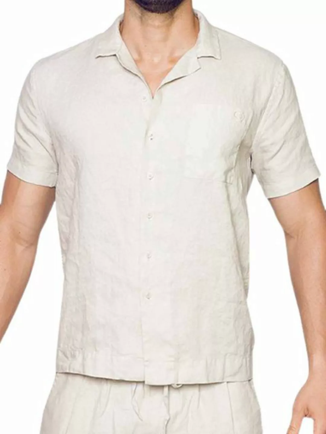 2eros T-Shirt 2Eros Breezy Linen Short Sleeve Classic Shirt Beige günstig online kaufen