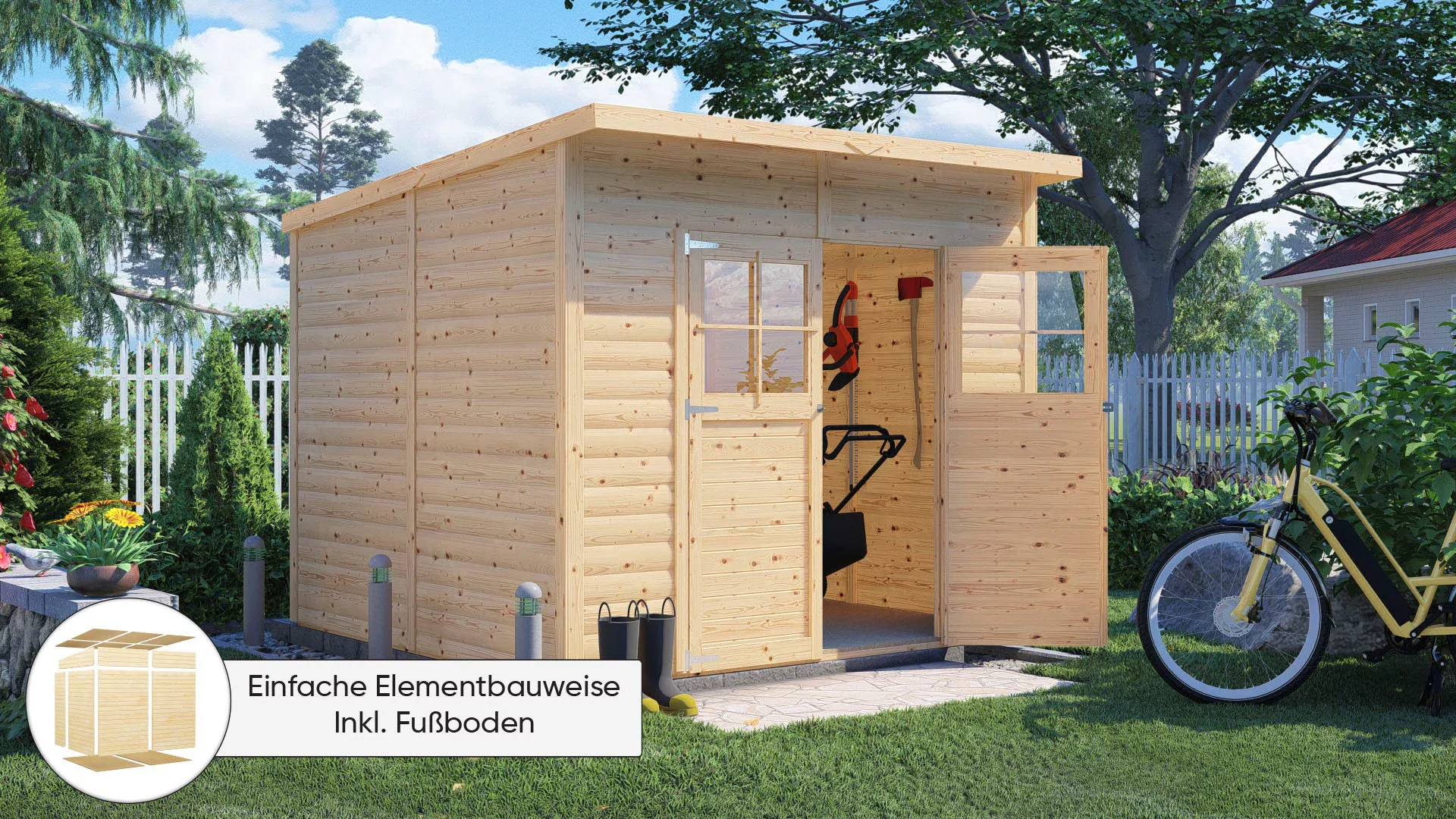 Bertilo Holz-Gartenhaus Alster 245 cm x 239 cm Natur FSC® günstig online kaufen