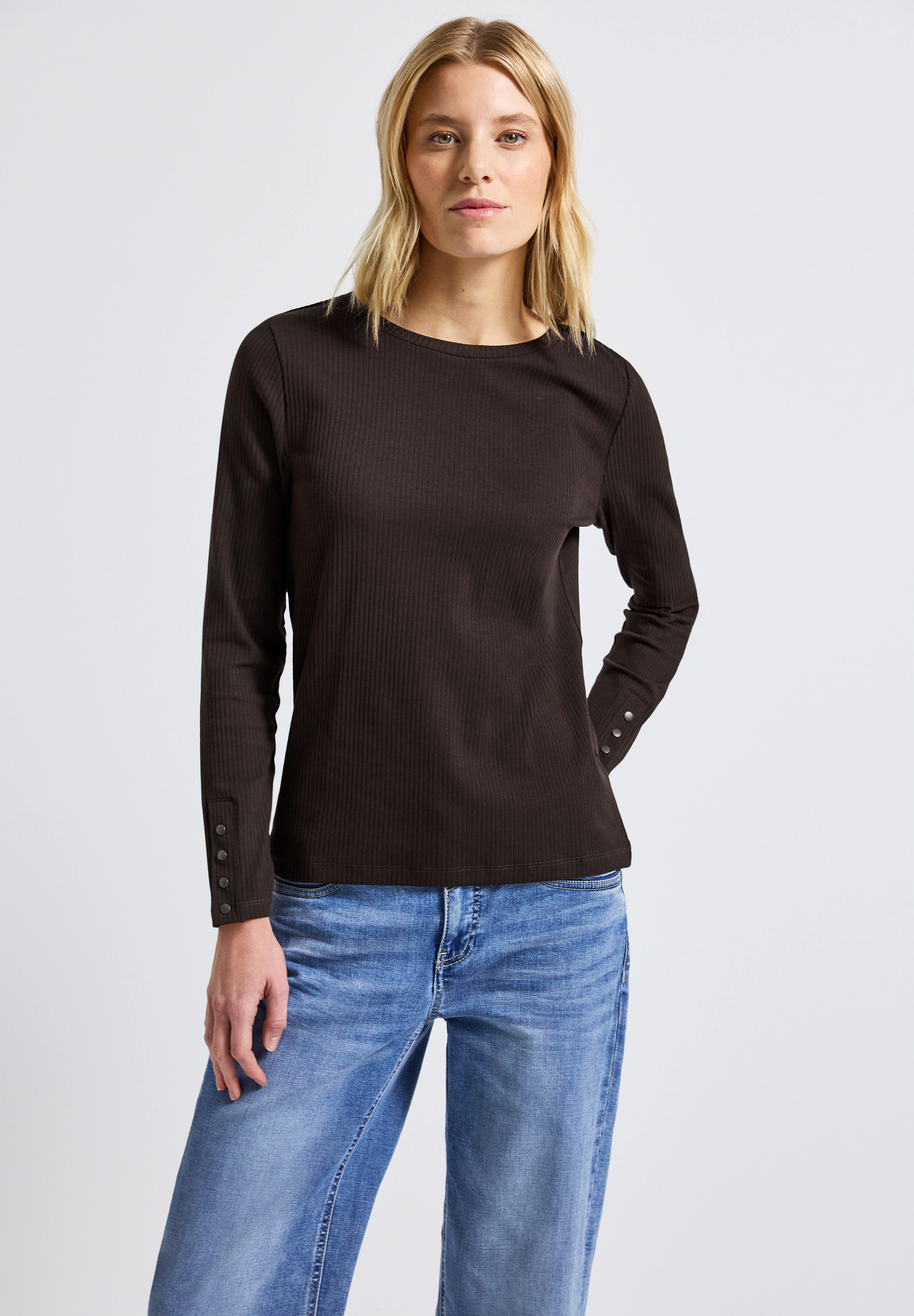 STREET ONE Langarmshirt, aus Baumwolle mit Stretchante günstig online kaufen