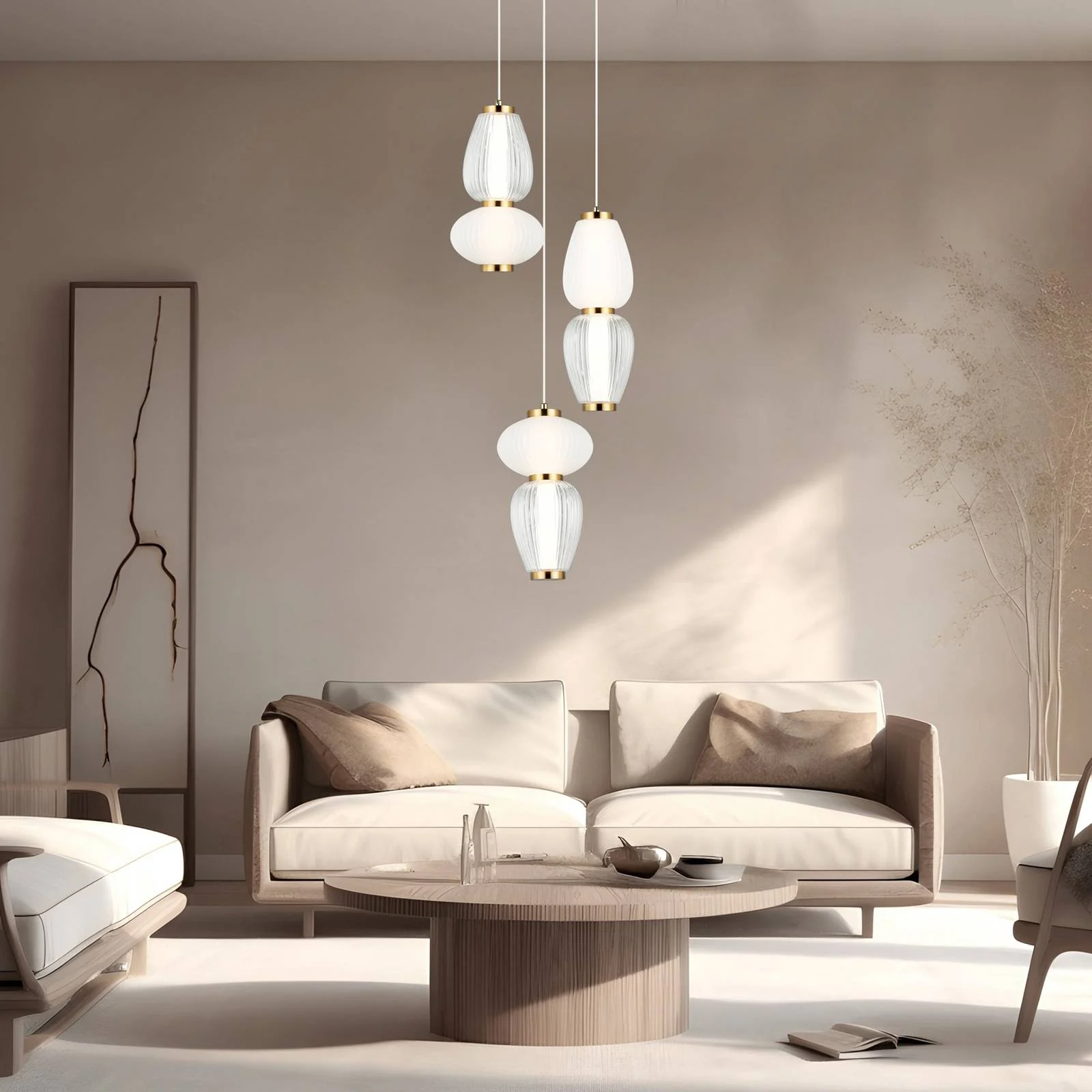 LED-Hängelampe Shiny, Ø 60 cm, klar/weiß, Glas günstig online kaufen