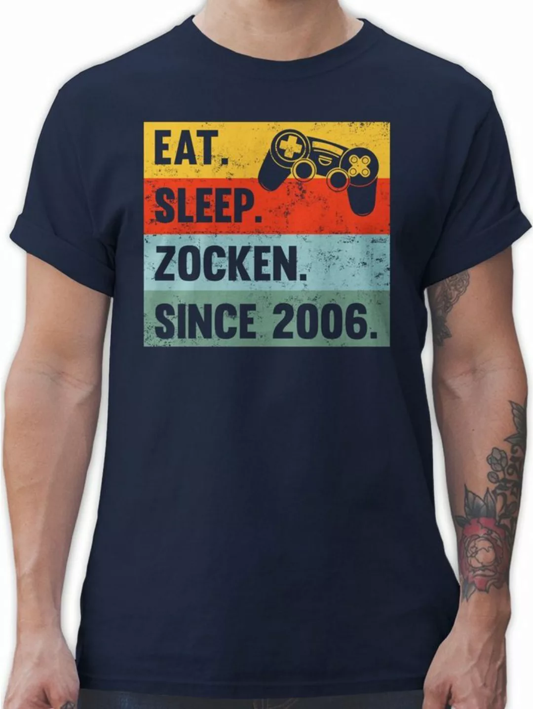 Shirtracer T-Shirt Eat Sleep Zocken Since 2006 18. Geburtstag günstig online kaufen