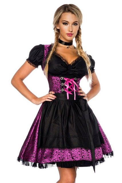 Dirndline Dirndl 3-tlg. Set: Premium Dirndl mit Bluse und Schürze in lila, günstig online kaufen