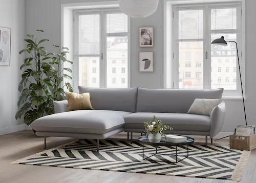 andas Ecksofa "Stine L-Form", Besonderes Design durch Kissenoptik und Keder günstig online kaufen