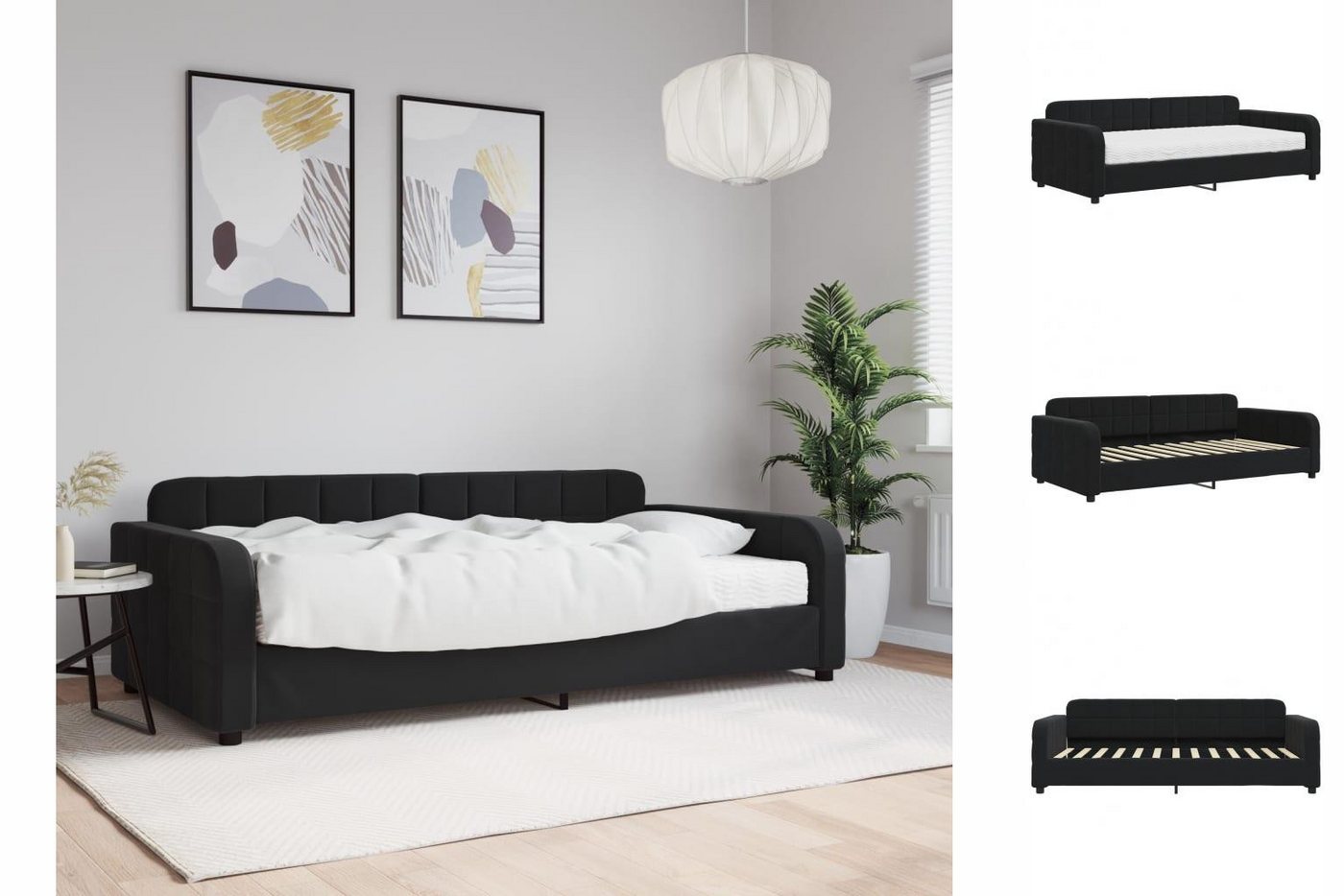 vidaXL Gästebett Gästebett Tagesbett mit Matratze Schwarz 100x200 cm Samt B günstig online kaufen